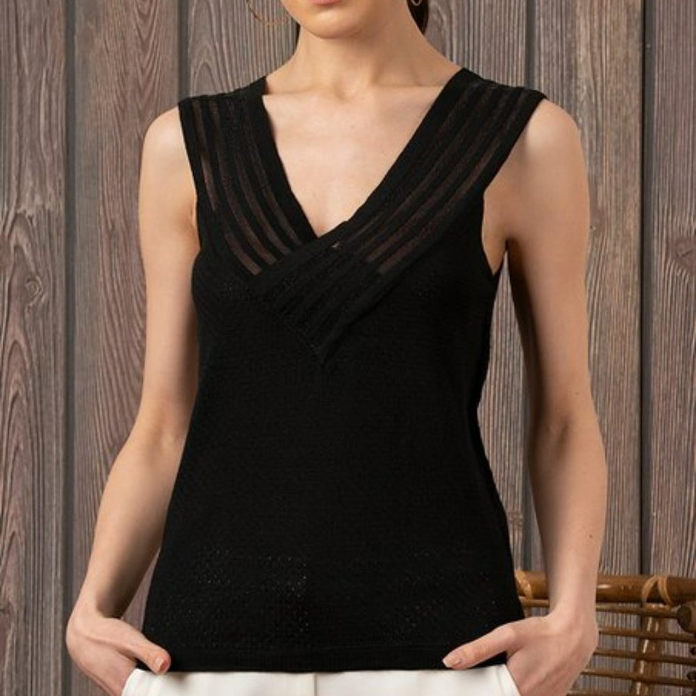 AQE Fashion Women V- Neck Sleeveless Blouse